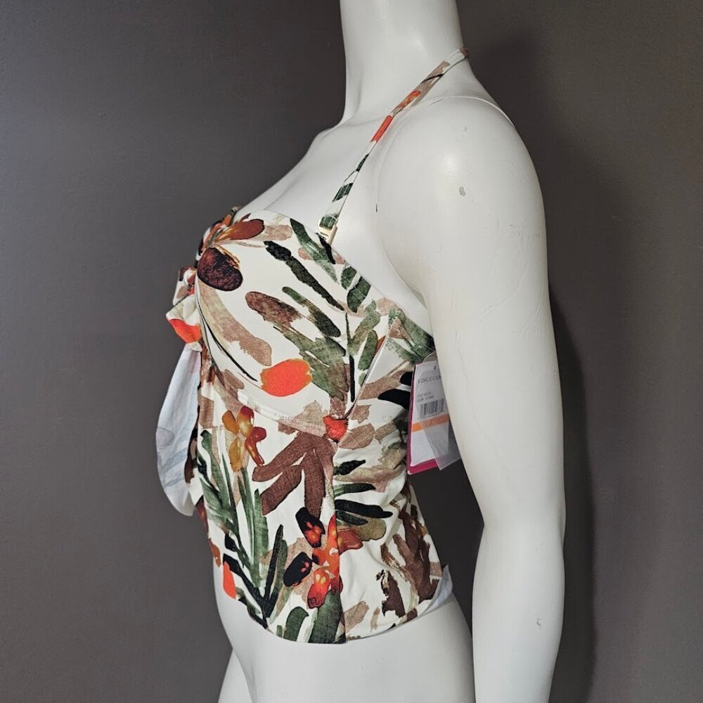 Vince Camuto Seychelles Floral Tie Front Bandini Swim Top - Picture 3 of 8